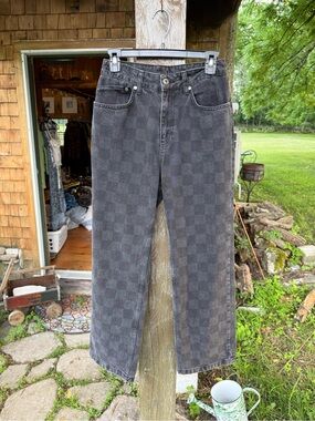 The Ragged Priest Checkerboard Dad Jeans